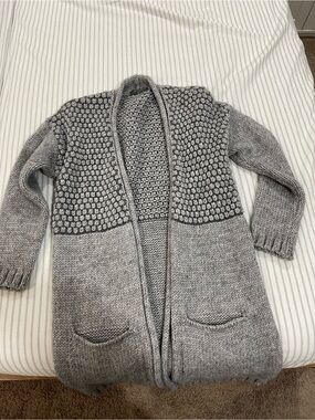 Cozy Gray Open-Front Knit Cardigan Sweater